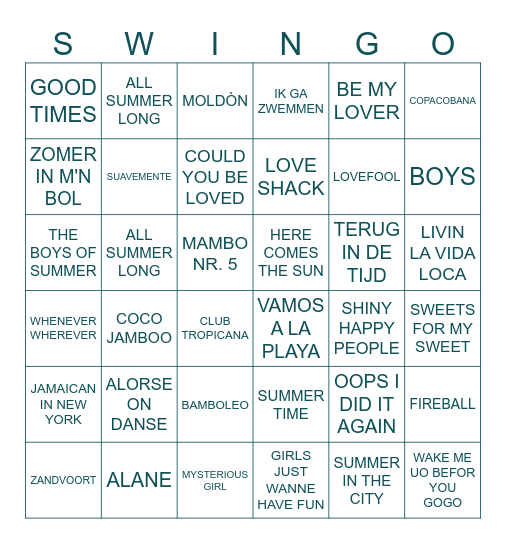 BRASSERIE MEER Bingo Card