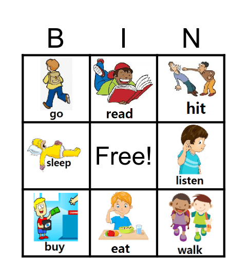 Verbs Bingo Card