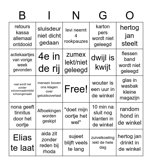 Vomar bingo Card