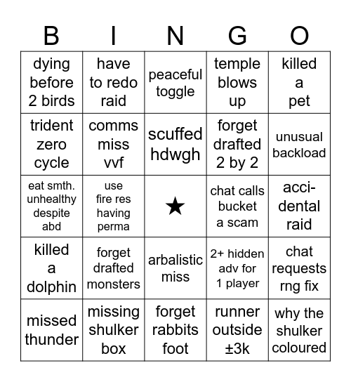 drAAft Bingo Card