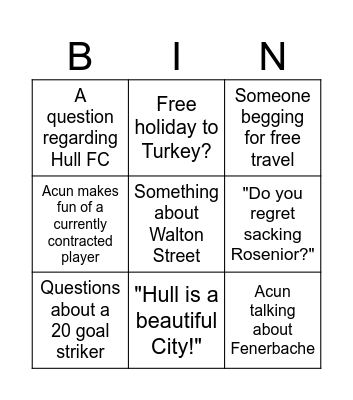 Acun Bingo Card