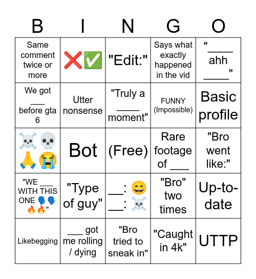Ex3sn_'s YT Shorts Comment Bingo Card