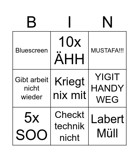 Siegmund Bingo Card