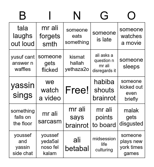 social studies bingo Card