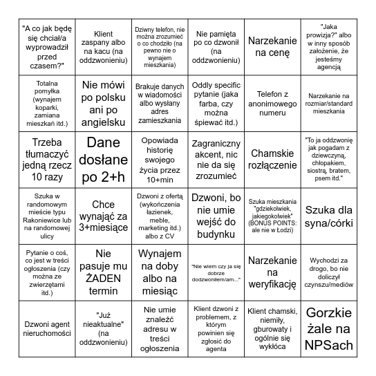 Klasyk Infolinia R4R Bingo Card