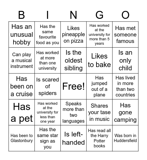Icebreaker Bingo: Find Someone Who Bingo Card
