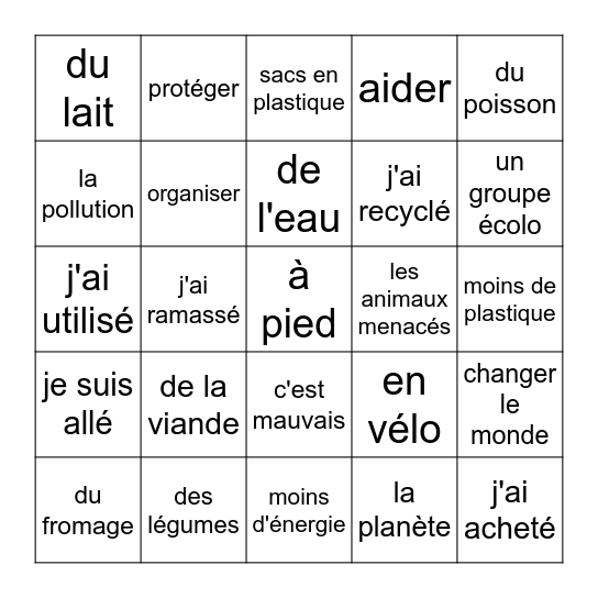 Changer le monde Bingo Card