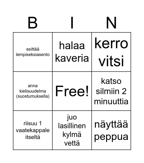 grilli ilta Bingo Card