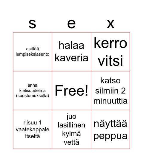 grilli ilta Bingo Card