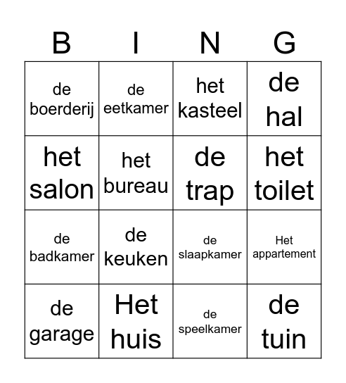 Woningen Bingo Card