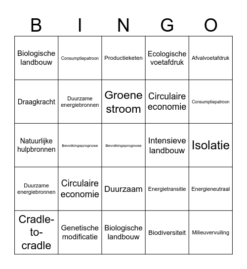Hoofdstuk 4 Bingo Card