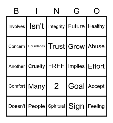 Love Relationships Bingo Card