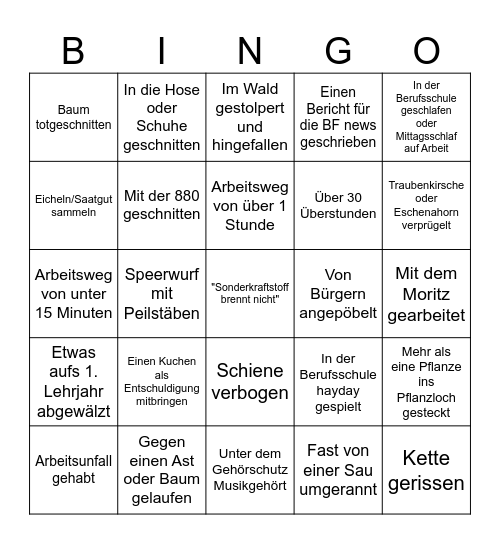 Azubis Berliner Forsten Bingo Card