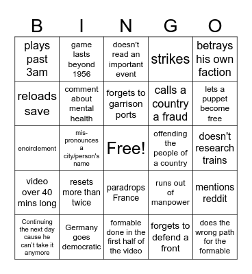 Hollowbeing video bingo Card