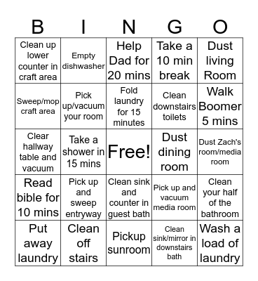 Taylor's Big Money Bingo Card