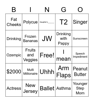 Valentina VC BINGO Card