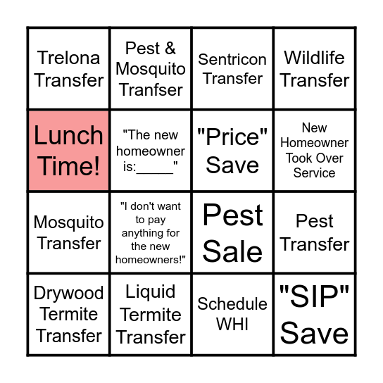 Customer Bingo! Bingo Card