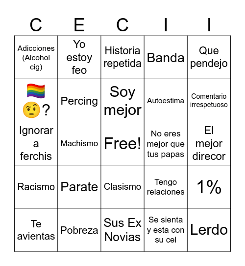 Cecilio Bingo Card