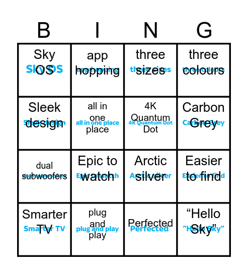 Streaming TV Bingo 1 Bingo Card