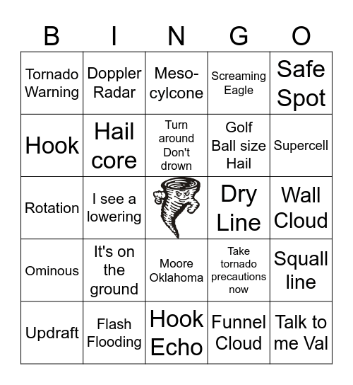 Oklahoma Severe Weather Bingo Card