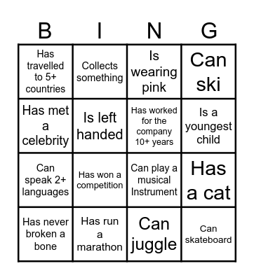 Human Bingo Card