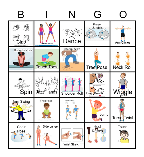 Let's Get Moving! Bingo Card