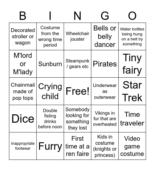 VARF Bingo Card