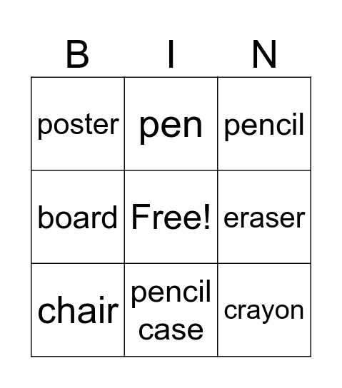 Unit 1 Bingo Card
