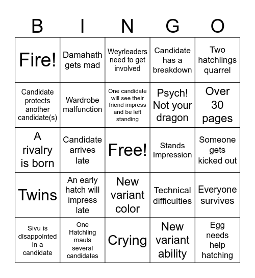 Damahath x Turoth Bingo Card
