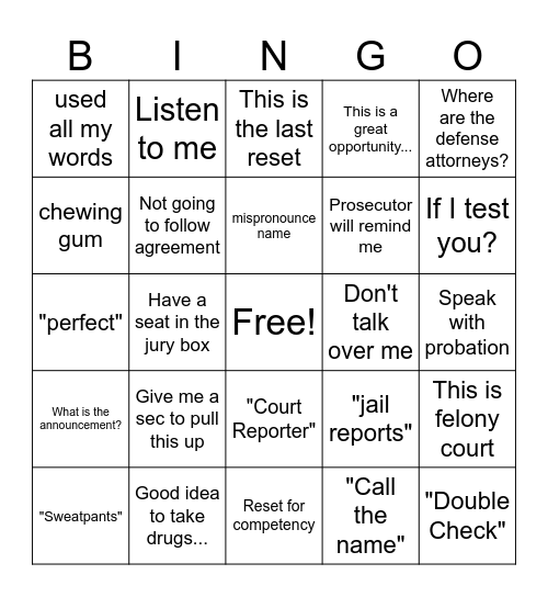 252nd Bingo Card
