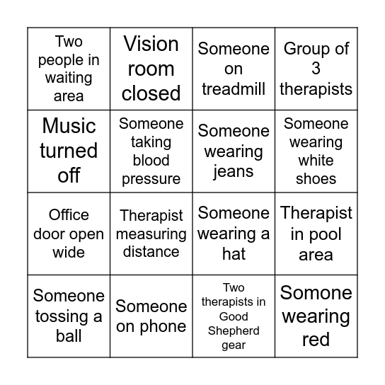 Good Shepherd Bingo Card