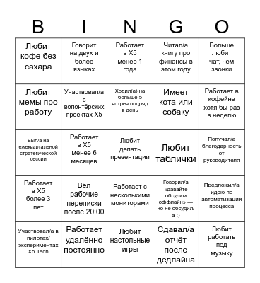 Бинго Х5 Tech Bingo Card