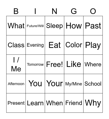 ASL Review BINGO Card