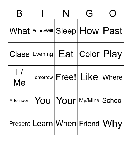 ASL Review BINGO Card