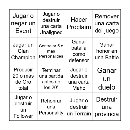 OBJETIVOS Bingo Card