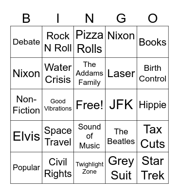 The 60's Bingo Card