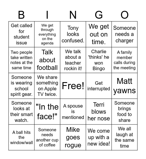 Admin Bingo! Bingo Card