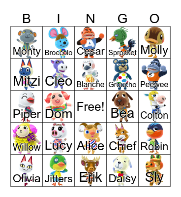 Animal Crossing Bingo Card