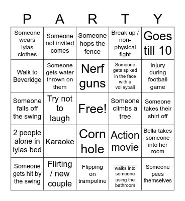 End lf year party Bingo Card