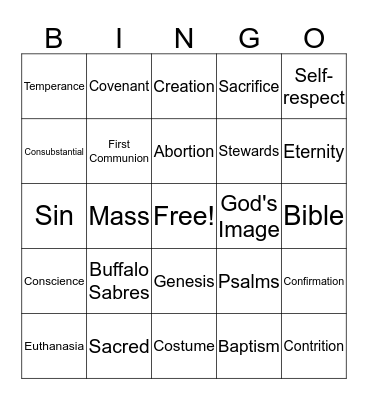 6th Grade Bingo Card