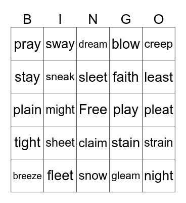 Vowel Teams Bingo Card