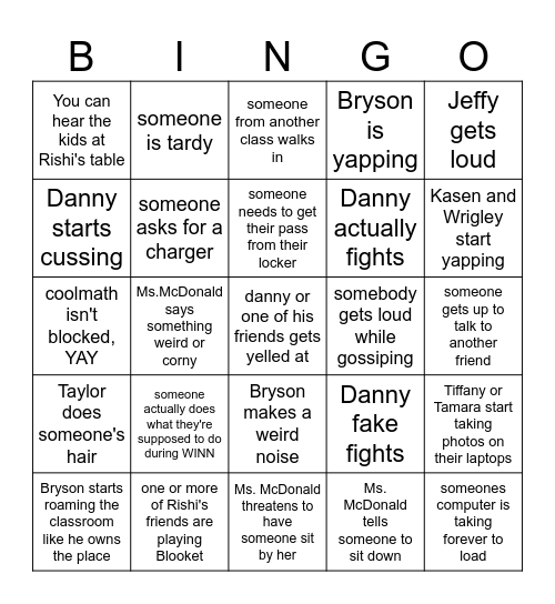 WINN bingo Card