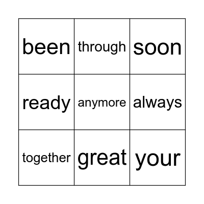 Kamaiyah's Sight Words Bingo Card
