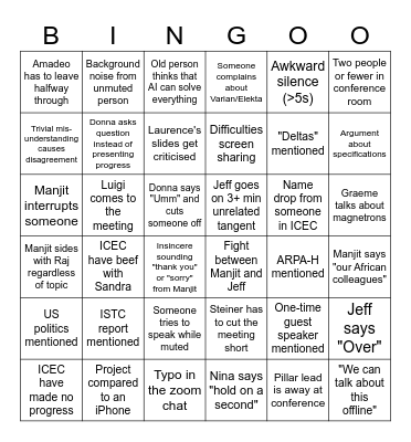 STELLA Meeting Bingo Card