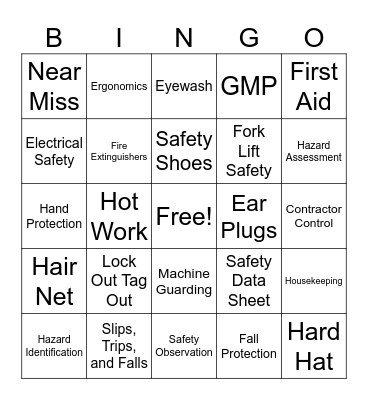 SAFETY BINGO Card
