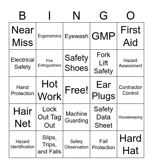 SAFETY BINGO Card