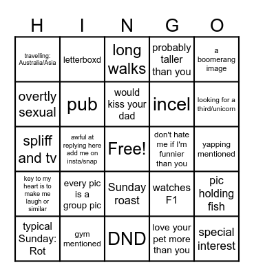 Hingo Bingo Card