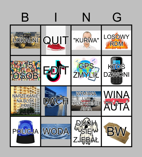 WYŚCIGOWY DZIEŃ Bingo Card