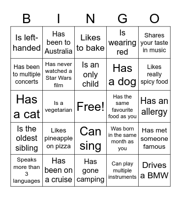 Icebreaker Bingo: Find Someone Who Bingo Card