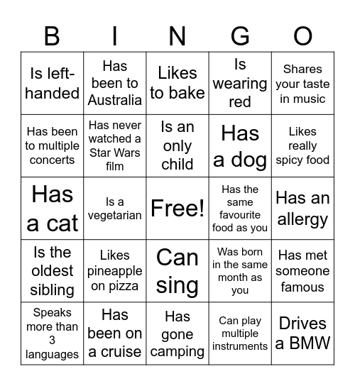 Icebreaker Bingo: Find Someone Who Bingo Card